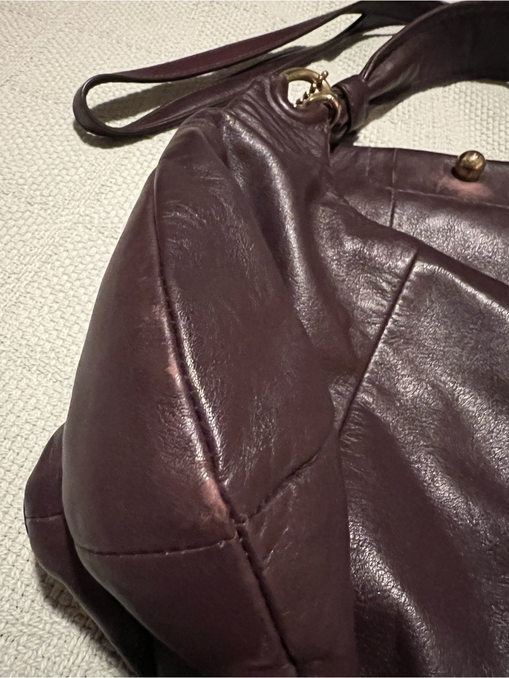 Coach Kristin Leather Flap Shoulder Bag in Deep Plum / Chocolate Burgundy - Picture 10 of 16